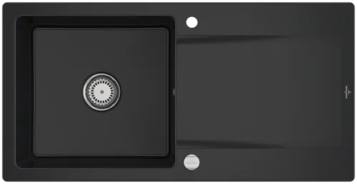 Bild von VILLEROY BOCH Siluet 60 Einbauspüle, inklusive Ablaufgarnitur mit Excenterbetätigung, aus TitanCeram, 1000 x 510 mm, Pure Black #333602R7