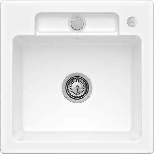 Bild von VILLEROY BOCH Siluet 50 S Einbauspüle, inklusive Ablaufgarnitur mit Excenterbetätigung, aus TitanCeram, 510 x 510 mm, Weiß Alpin CeramicPlus #334502R1