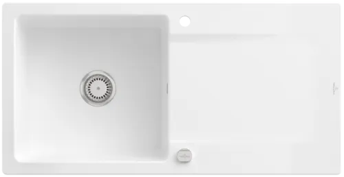 Bild von VILLEROY BOCH Siluet 60 Einbauspüle, inklusive Ablaufgarnitur mit Excenterbetätigung, aus TitanCeram, 1000 x 510 mm, Weiß Alpin CeramicPlus #333602R1