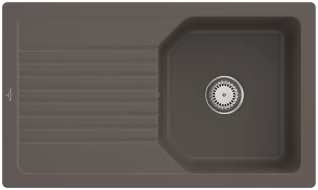 Bild von VILLEROY BOCH Linara 50 Einbauspüle, inklusive Ablaufgarnitur mit Handbetätigung, aus TitanCeram, 860 x 510 mm, Timber CeramicPlus #338501TR