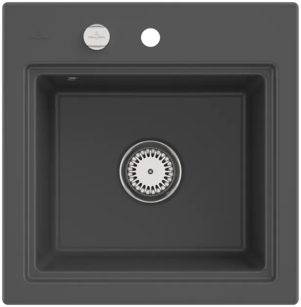 Obrázek VILLEROY BOCH Subway Style 50 S Built-in sink, included Waste system pop-up, Draining rack, of Ceramic, 500 x 510 mm, Graphite CeramicPlus #335A02I4