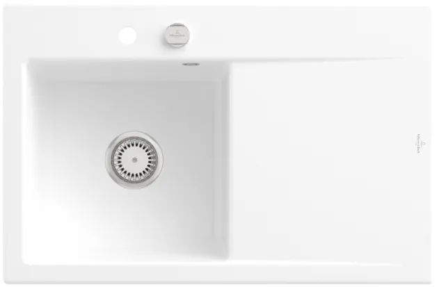 Obrázek VILLEROY BOCH Subway Style 45 Built-in sink, included Waste system pop-up, of Ceramic, 780 x 510 mm, Stone White CeramicPlus #334802RW