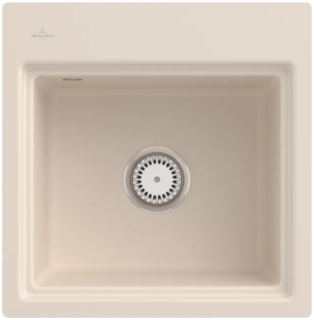 Obrázek VILLEROY BOCH Subway Style 50 S Flat Flush-mounted sink, included Waste system hand-operated, Draining rack, of Ceramic, 500 x 510 mm, Ivory CeramicPlus #33551FFU