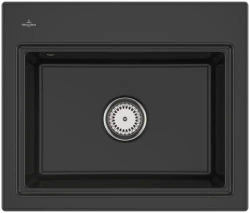 Obrázek VILLEROY BOCH Subway Style 60 S Built-in sink, included Waste system hand-operated, Draining rack, of Ceramic, 600 x 510 mm, Pure Black #336601R7