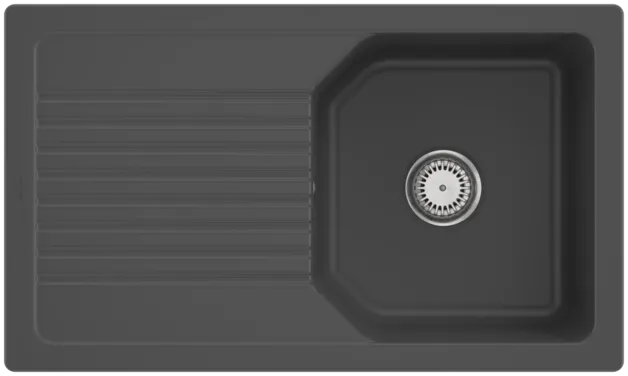Bild von VILLEROY BOCH Linara 50 Einbauspüle, inklusive Ablaufgarnitur mit Handbetätigung, aus TitanCeram, 860 x 510 mm, Graphite CeramicPlus #338501I4