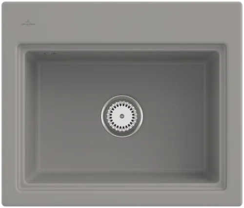 Bild von VILLEROY BOCH Subway Style 60 S Einbauspüle, inklusive Ablaufgarnitur mit Handbetätigung, Abtropfgitter, aus Keramik, 600 x 510 mm, Fossil CeramicPlus #336601KD