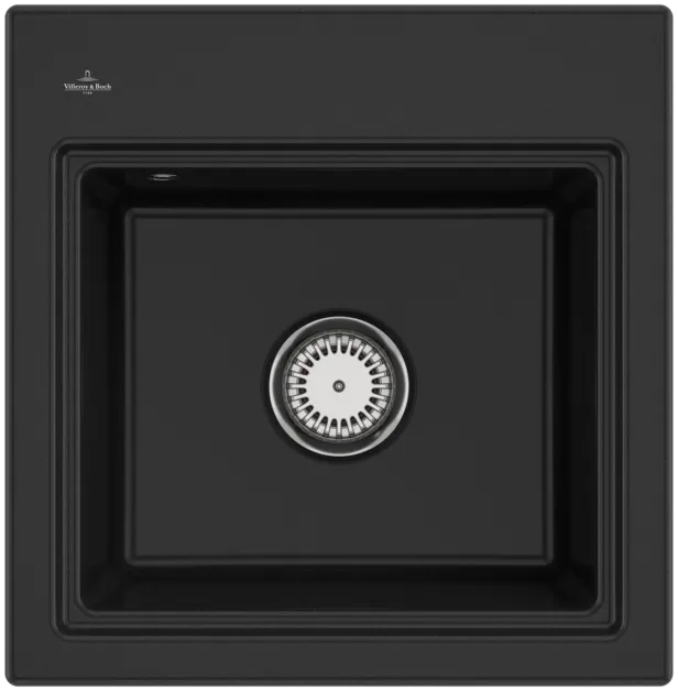 Bild von VILLEROY BOCH Subway Style 50 S Einbauspüle, inklusive Ablaufgarnitur mit Handbetätigung, Abtropfgitter, aus Keramik, 500 x 510 mm, Chromite CeramicPlus #335A01J0