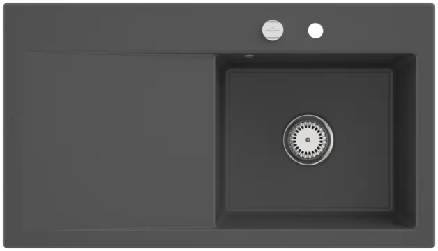Bild von VILLEROY BOCH Subway Style 50 Einbauspüle, inklusive Ablaufgarnitur mit Excenterbetätigung, aus Keramik, 900 x 510 mm, Graphite CeramicPlus #335102I4