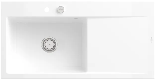 Bild von VILLEROY BOCH Subway Style 60 Einbauspüle, inklusive Ablaufgarnitur mit Excenterbetätigung, aus Keramik, 1000 x 510 mm, Weiß Alpin CeramicPlus #336202R1