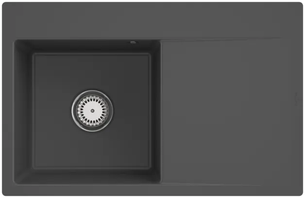 Bild von VILLEROY BOCH Subway Style 45 Flat flächenbündige Spüle, inklusive Ablaufgarnitur mit Handbetätigung, aus Keramik, 780 x 510 mm, Graphite CeramicPlus #33481FI4