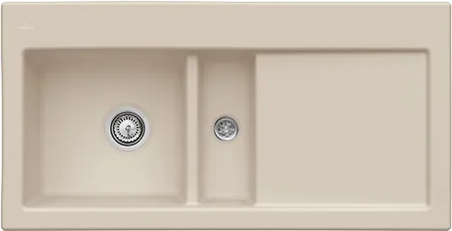 Bild von VILLEROY BOCH Subway 60 Einbauspüle, inklusive Ablaufgarnitur mit Handbetätigung, aus Keramik, 1000 x 510 mm, Almond CeramicPlus #677001AM
