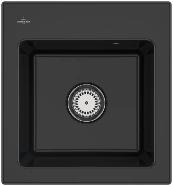 Bild von VILLEROY BOCH Subway 45 XS Einbauspüle, inklusive Ablaufgarnitur mit Handbetätigung, aus Keramik, 475 x 510 mm, Ebony CeramicPlus #678101S5