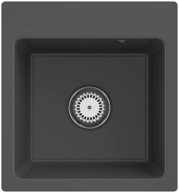Bild von VILLEROY BOCH Subway 45 XS flat flächenbündige Spüle, inklusive Ablaufgarnitur mit Handbetätigung, aus Keramik, 440 x 475 mm, Graphite CeramicPlus #67811FI4
