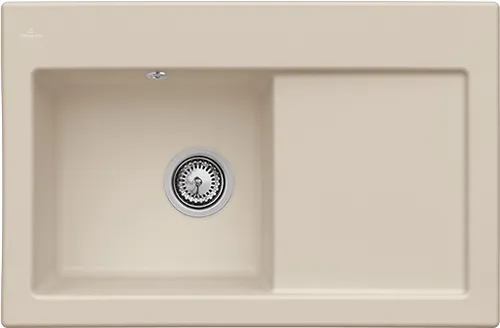 Bild von VILLEROY BOCH Subway 45 Einbauspüle, inklusive Ablaufgarnitur mit Handbetätigung, aus Keramik, 780 x 510 mm, Almond CeramicPlus #677201AM