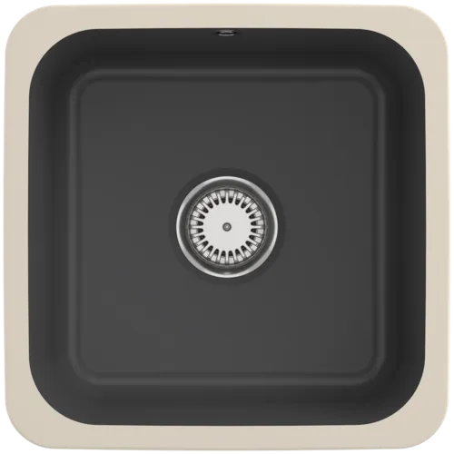 Obrázek VILLEROY BOCH Cisterna 50 Undercounter sink, included Waste system hand-operated, Fastening set, of Ceramic, 445 x 445 mm, Graphite CeramicPlus #670301I4