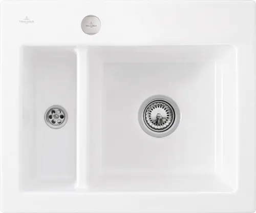 Bild von VILLEROY BOCH Subway 60 XM Einbauspüle, inklusive Ablaufgarnitur mit Excenterbetätigung, aus Keramik, 620 x 510 mm, Snow White CeramicPlus #678002KG