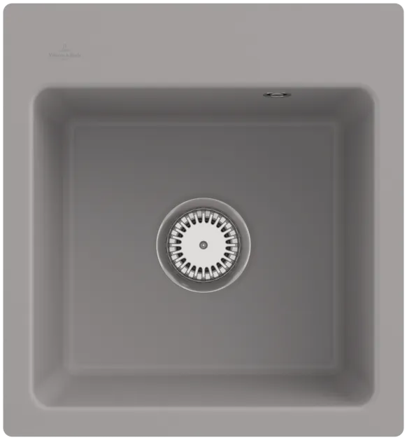Bild von VILLEROY BOCH Subway 45 XS flat flächenbündige Spüle, inklusive Ablaufgarnitur mit Handbetätigung, aus Keramik, 440 x 475 mm, Fossil CeramicPlus #67811FKD