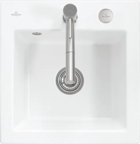 Bild von VILLEROY BOCH Subway 50 S flat flächenbündige Spüle, inklusive Ablaufgarnitur mit Excenterbetätigung, aus Keramik, 490 x 475 mm, Weiß Alpin CeramicPlus #33152FR1