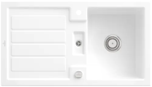 Bild von VILLEROY BOCH Flavia 50 Einbauspüle, inklusive Ablaufgarnitur mit Excenterbetätigung, aus Keramik, 900 x 510 mm, Snow White CeramicPlus #330502KG