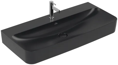 Bild von VILLEROY BOCH Finion Waschbecken, 1000 x 470 x 165 mm, Pure Black CeramicPlus, mit verdecktem Überlauf, Unterseite geschliffen #41681BR7