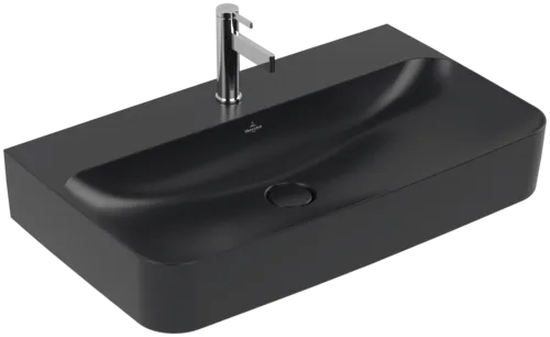 Bild von VILLEROY BOCH Finion Waschbecken, 800 x 470 x 165 mm, Pure Black CeramicPlus, mit verdecktem Überlauf #416884R7