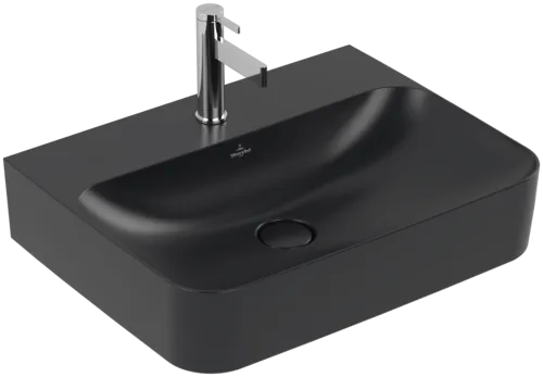 Bild von VILLEROY BOCH Finion Waschbecken, 600 x 470 x 164 mm, Pure Black CeramicPlus, mit verdecktem Überlauf #416864R7
