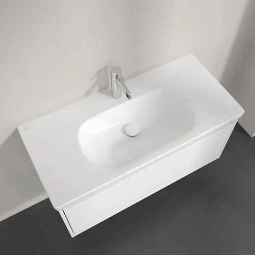Picture of VILLEROY BOCH Skyla Vanity washbasin, 1000 x 460 x 160 mm, Stone White CeramicPlus, without overflow #5A51A2RW