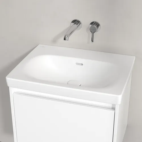 Picture of VILLEROY BOCH Skyla Washbasin, 600 x 460 x 163 mm, Stone White CeramicPlus, with overflow #5A5162RW