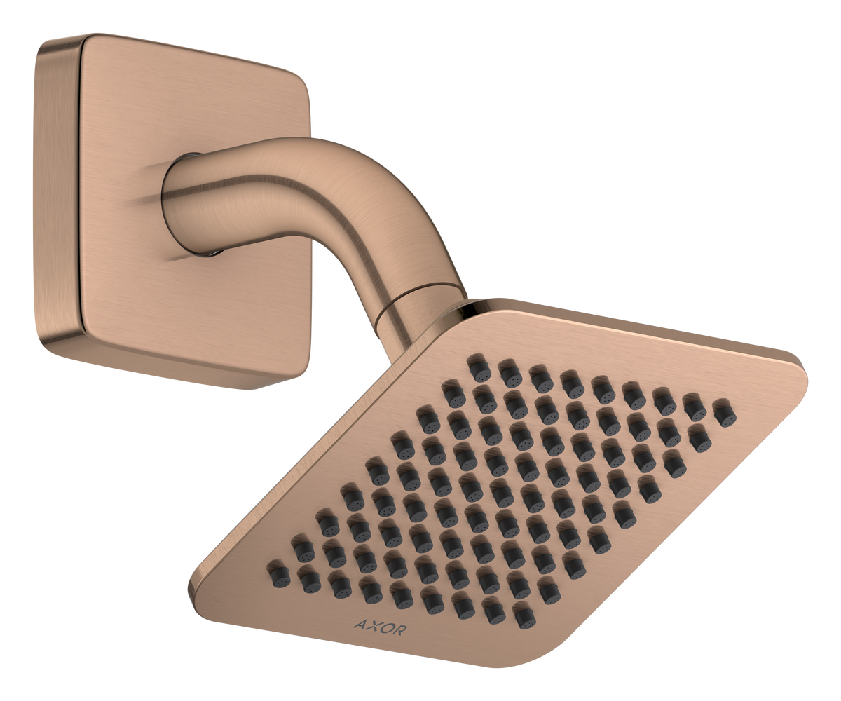 Bild von HANSGROHE AXOR Citterio C Kopfbrause 120/120 1jet EcoSmart mit Brausearm #28810310 - Brushed Red Gold