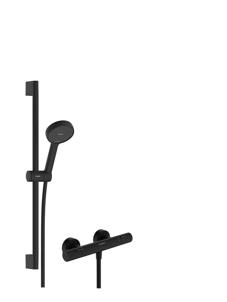 Bild von HANSGROHE Activera Select S Brausesystem Aufputz 95 2jet EcoSmart mit Ecostat Fine und Brausestange 65 cm #28876670 - Mattschwarz
