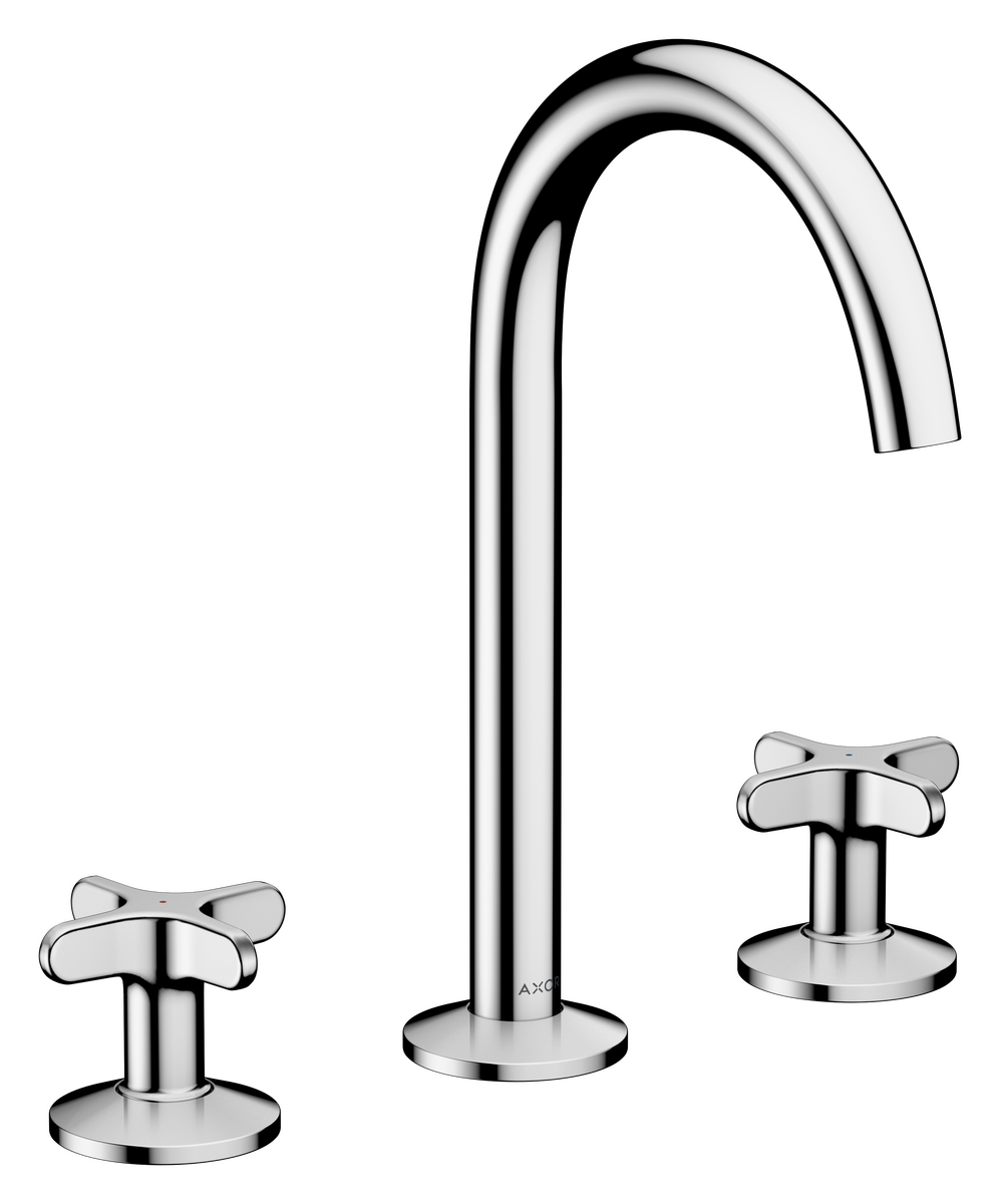 Bild von HANSGROHE AXOR One 3-Loch Waschtischarmatur 170 mit Kreuzgriffen und Push-Open Ablaufgarnitur #48040000 - Chrom