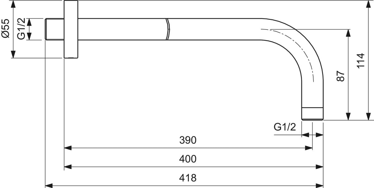 Bild von IDEAL STANDARD Idealrain horizontal wall arm 400mm, magnetic grey Magnetic Grey B9445A5