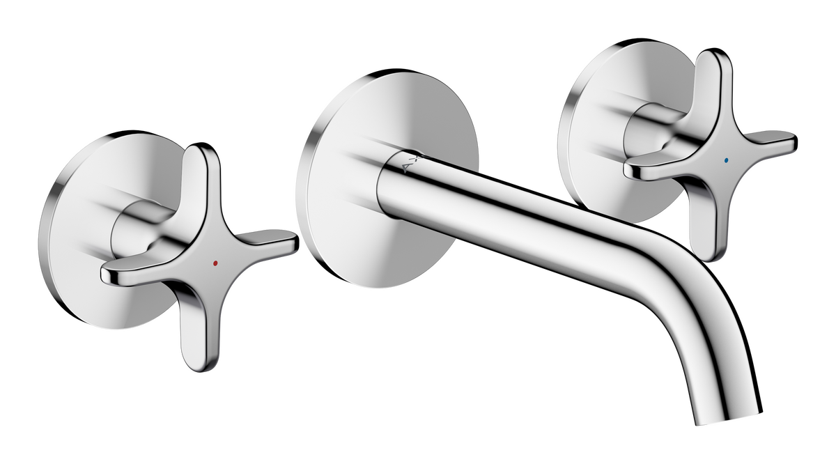 Bild von HANSGROHE AXOR One 3-Loch Waschtischarmatur Unterputz für Wandmontage mit Auslauf 160 mm und Kreuzgriffen #48130000 - Chrom
