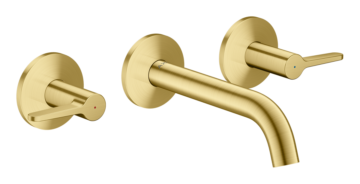 Bild von HANSGROHE AXOR One 3-Loch Waschtischarmatur Unterputz für Wandmontage mit Auslauf 160 mm und Hebelgriffen #48150950 - Brushed Brass