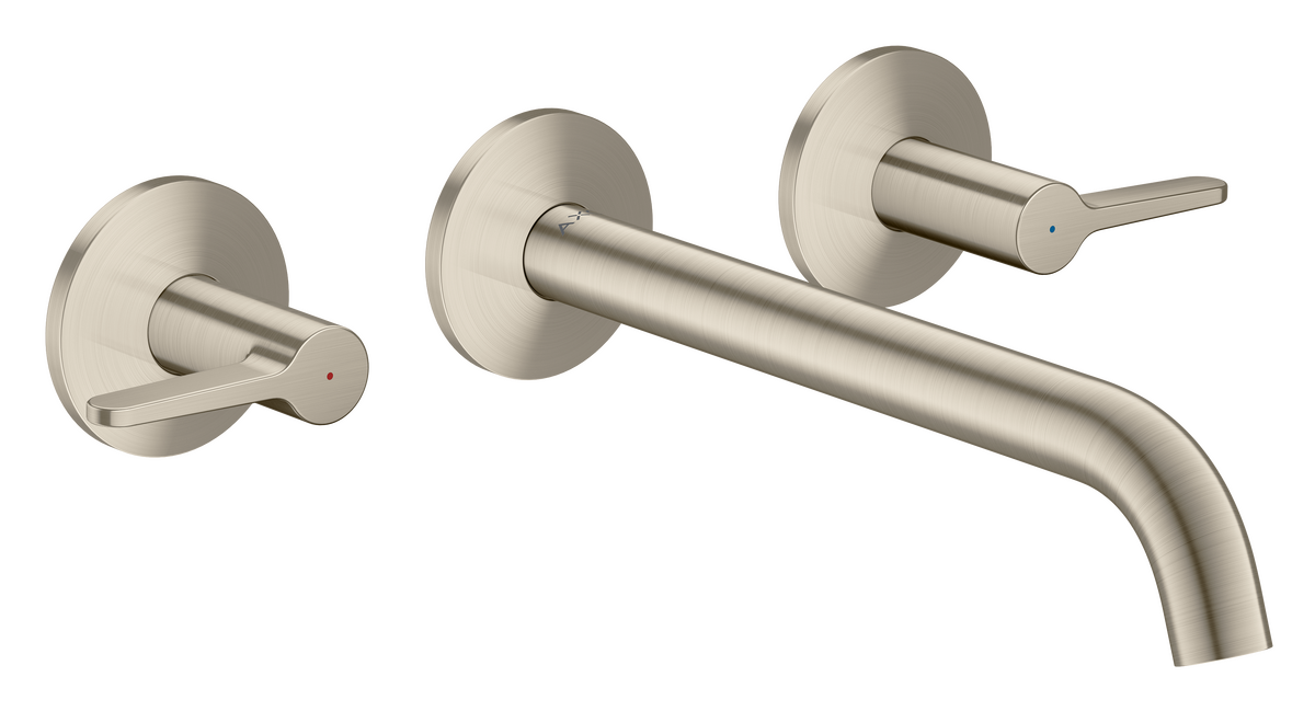 Bild von HANSGROHE AXOR One 3-Loch Waschtischarmatur Unterputz für Wandmontage mit Auslauf 220 mm und Hebelgriffen #48160820 - Brushed Nickel