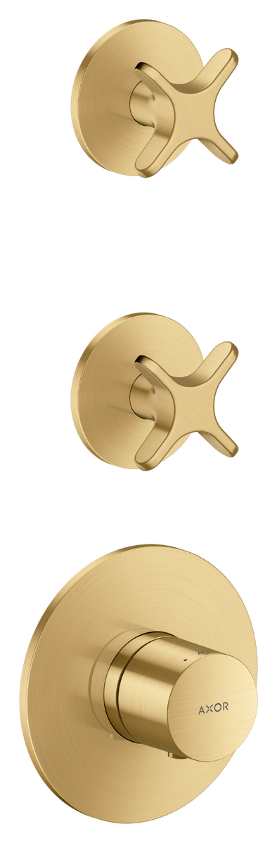 Bild von HANSGROHE AXOR One Thermostatmodul Unterputz für 2 Verbraucher mit Kreuzgriff #48712250 - Brushed Gold Optic