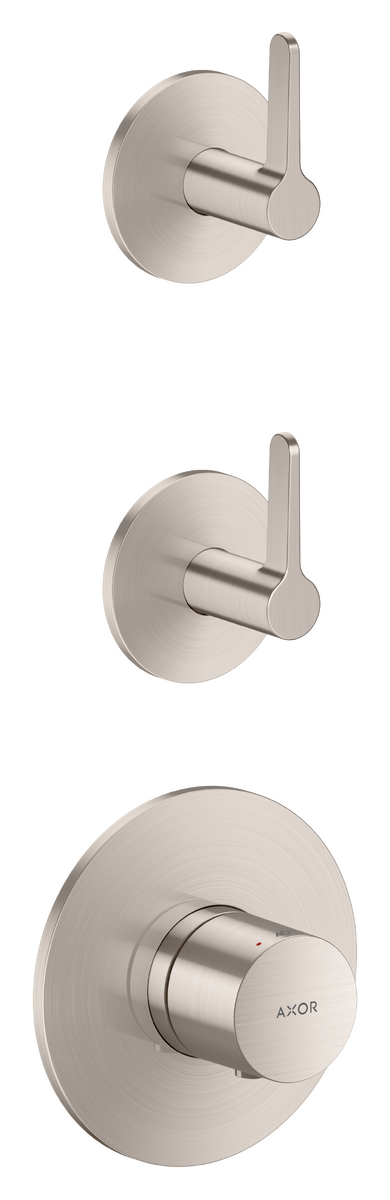 Obrázek HANSGROHE AXOR Jeden modul termostatu pod omítku pro 2 spotřebiče s pákovou rukojetí #48722800 - nerezová ocel Optic