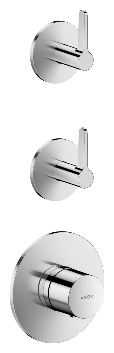 Obrázek HANSGROHE AXOR Jeden podomítkový termostatický modul pro 2 spotřebiče s pákovou rukojetí #48722000 - chrom