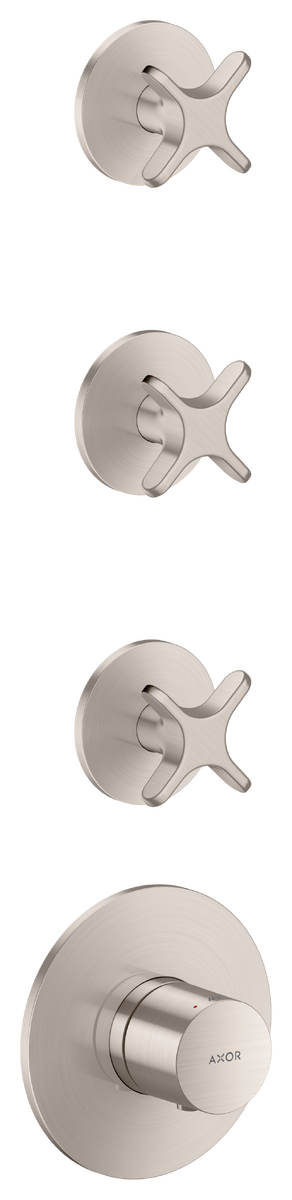 Obrázek HANSGROHE AXOR Jeden modul termostatu pod omítku pro 3 spotřebiče s křížovou rukojetí #48713800 - nerezová ocel Optic