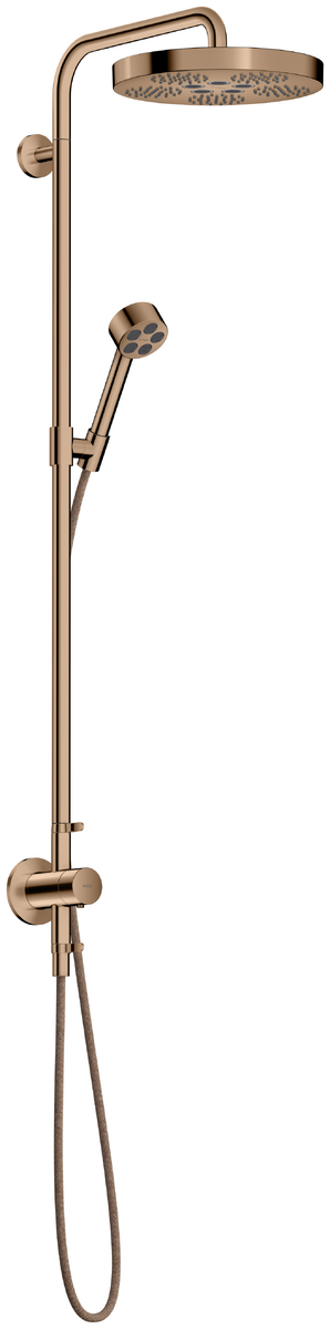 Bild von HANSGROHE AXOR One Showerpipe mit Thermostat und Kopfbrause 280 1jet Unterputz #48796300 - Polished Red Gold