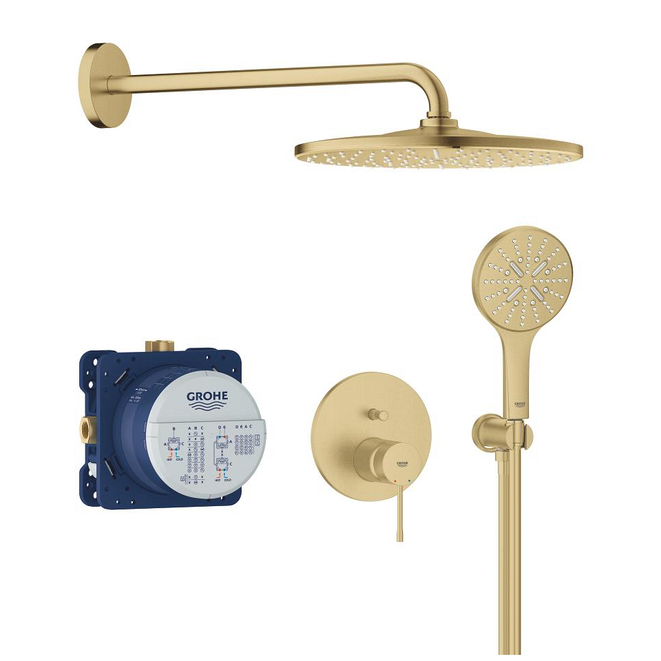 Bild von GROHE Essence Duschsystem Unterputz mit Rainshower Mono 310 #25287GN0 - cool sunrise gebürstet