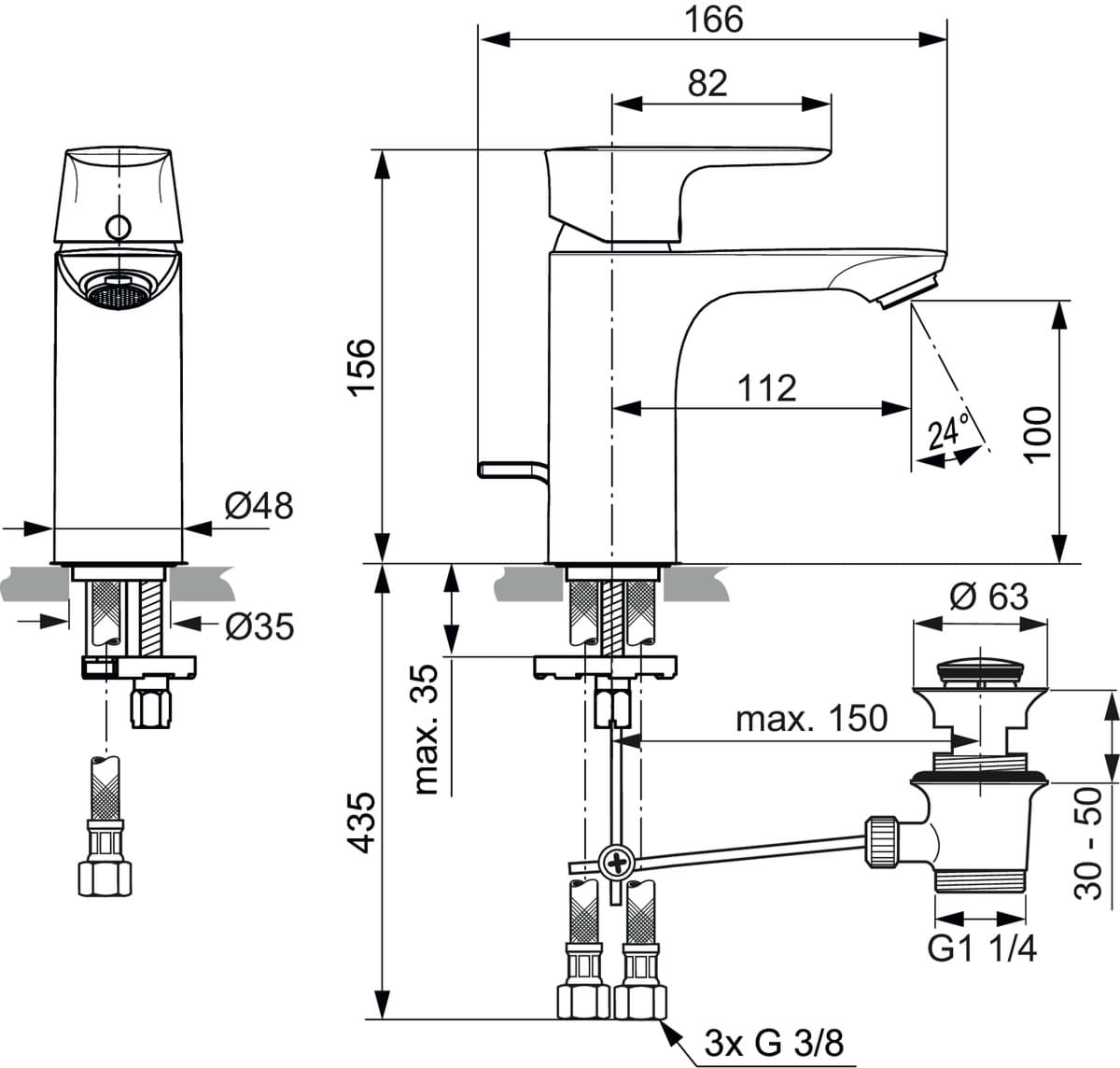 Picture of IDEAL STANDARD Connect Air Washbasin Faucet Low Pressure Magnetic Grey A7022A5