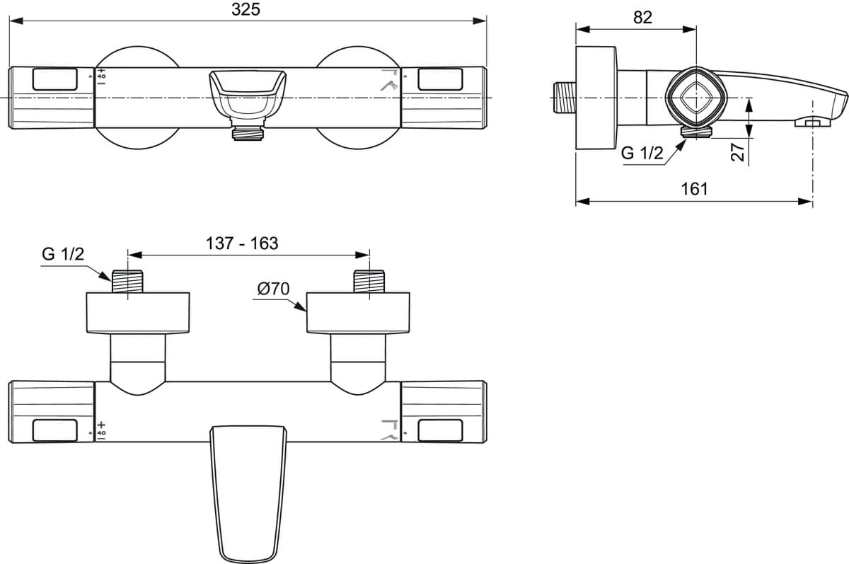 Picture of IDEAL STANDARD Ceratherm T100 surface-mounted bath thermostat chrome A7238AA