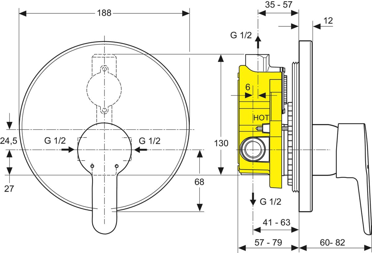 Picture of IDEAL STANDARD Connect Blue shower mixer concealed chrome A5836AA