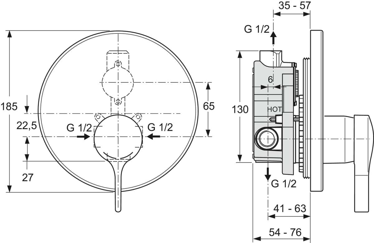 Obrázek IDEAL STANDARD Melange shower mixer concealed chrome A4273AA