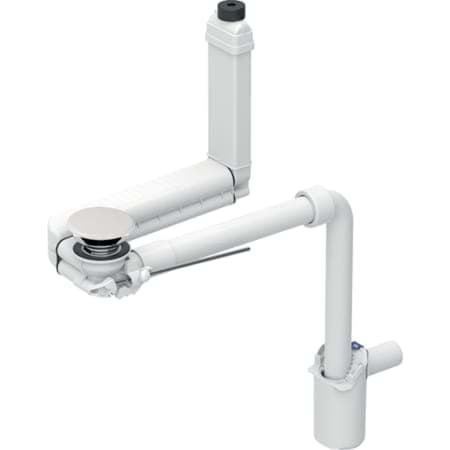 Bild von GEBERIT Waschbeckenablauf Raumsparmodell, schmale Ausführung, mit Hebelbetätigung und Ventilabdeckung, Abgang horizontal, für Geberit ONE Waschtisch Abgang vertikal #152.051.01.1 - weiß