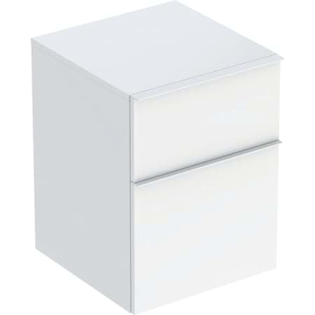 Bild von GEBERIT iCon Seitenschrank mit zwei Schubladen #502.315.JR.1 - Korpus und Front: Nussbaum hickory / Melamin Holzstruktur Griff: lava / pulverbeschichtet matt