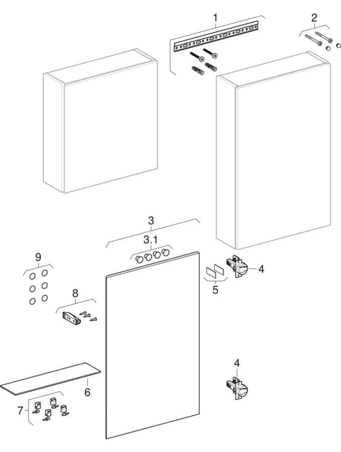 Picture of GEBERIT iCon high-level cabinet, square, with one door 502.319.JL.1