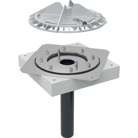 Bild von GEBERIT Pluvia Dachwassereinlauf mit Befestigungsflansch, für Dachabdichtungsfolien, Laubfang aus Aluminiumguss #359.106.00.1