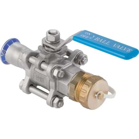 Picture of GEBERIT Mapress Stainless Steel ball valve with actuator lever and hose connector, flanged #92112